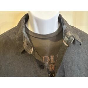 Weatherproof Vintage Gray Flannel Shirt L‎ Tailored Fit Plaid Lined Cuffs
